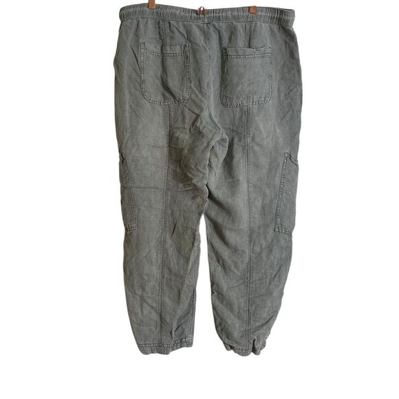 C&C California Linen Blend Drawstring Cropped Cargo Pants Gray Size Large - Picture 9 of 9